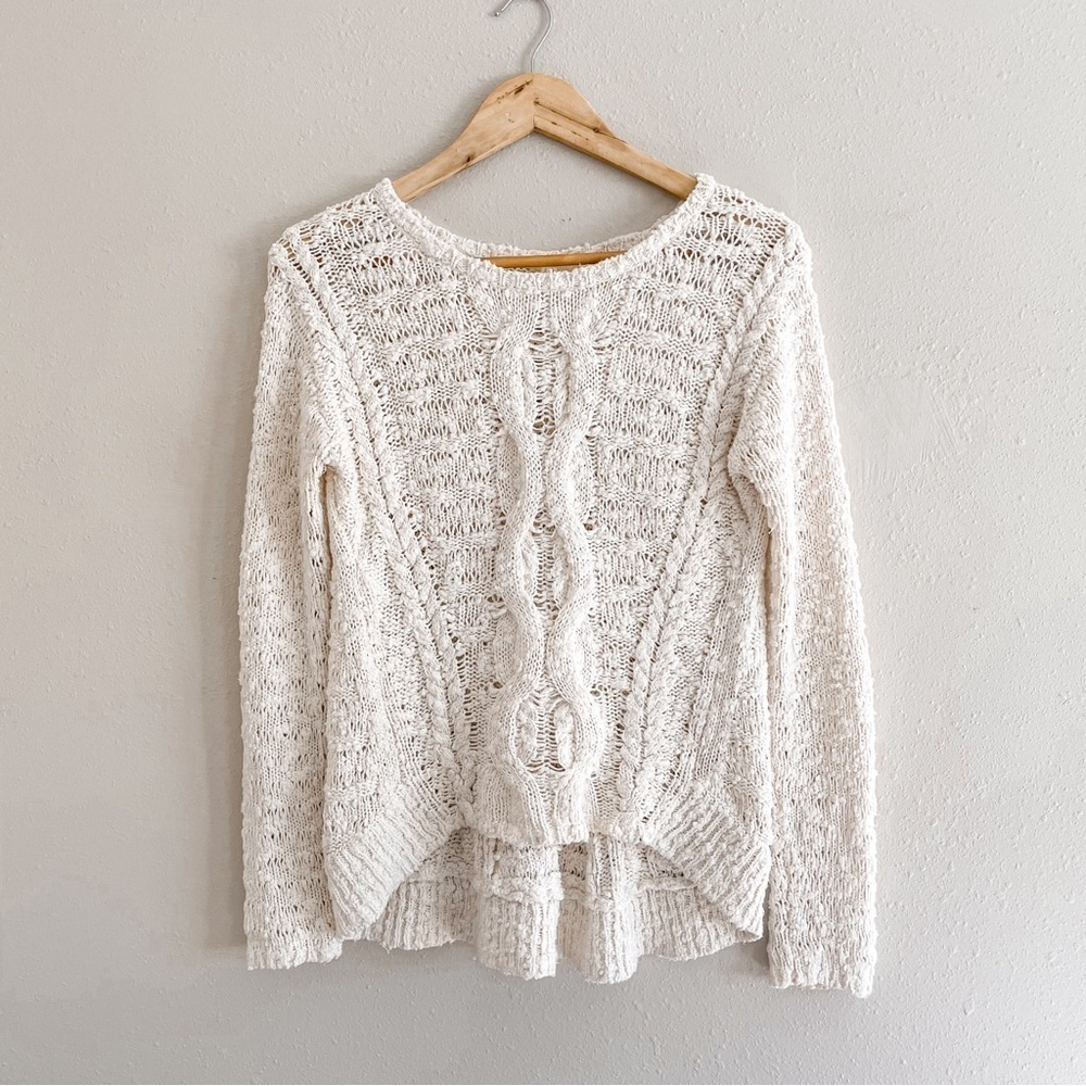Anthropologie Moth‎ Cable Knit Cream Sweater, x small